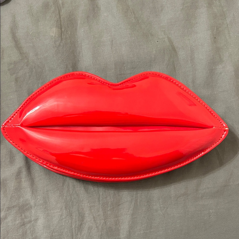 Vibrant Red Lip-Shaped Bag